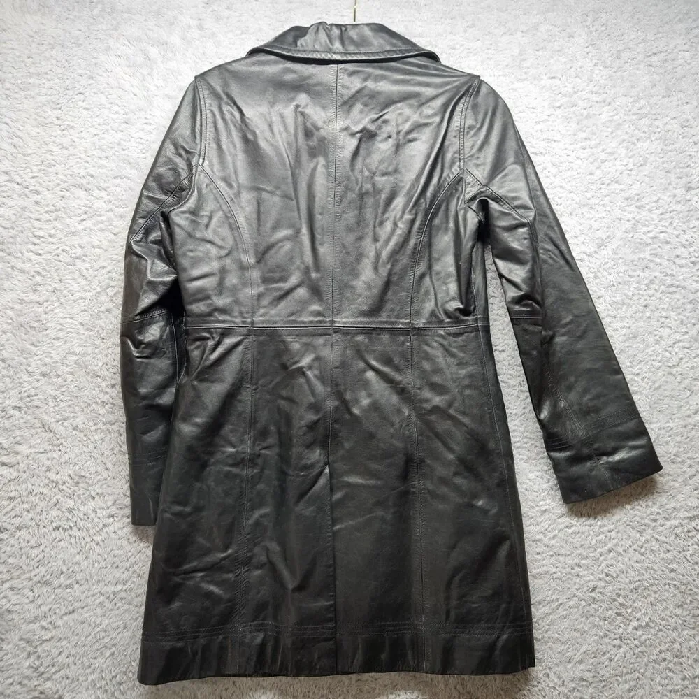 Coach Womens Black Leather Jacket Size XS Mid Length